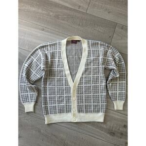 Cambridge Classics Grandpacore Cardigan Men’s M Wool‎ Blend Houndstooth Knit